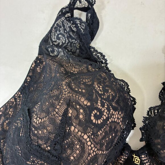 ThirdLove 24/7 Lace Contour Plunge Bra Black Sz 34F Underwire Push-Up - Picture 3 of 6
